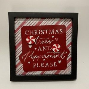Christmas trees And Peppermint Please Wall Art Sign Red
